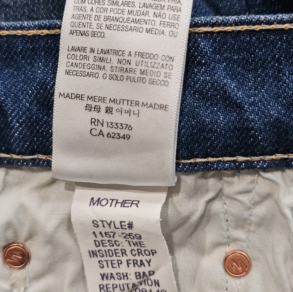 MOTHER Superior The Insider Crop Step Fray, Bad Reputationsn Size 30 - Picture 13 of 13